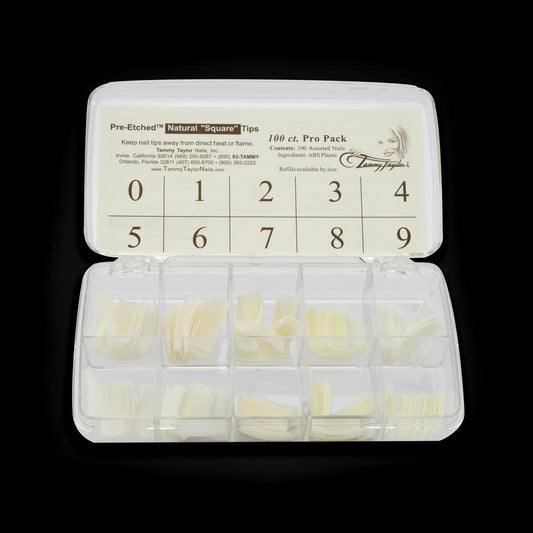 Tammy Taylor Natural Pre-Etched Square Tips - 100pk