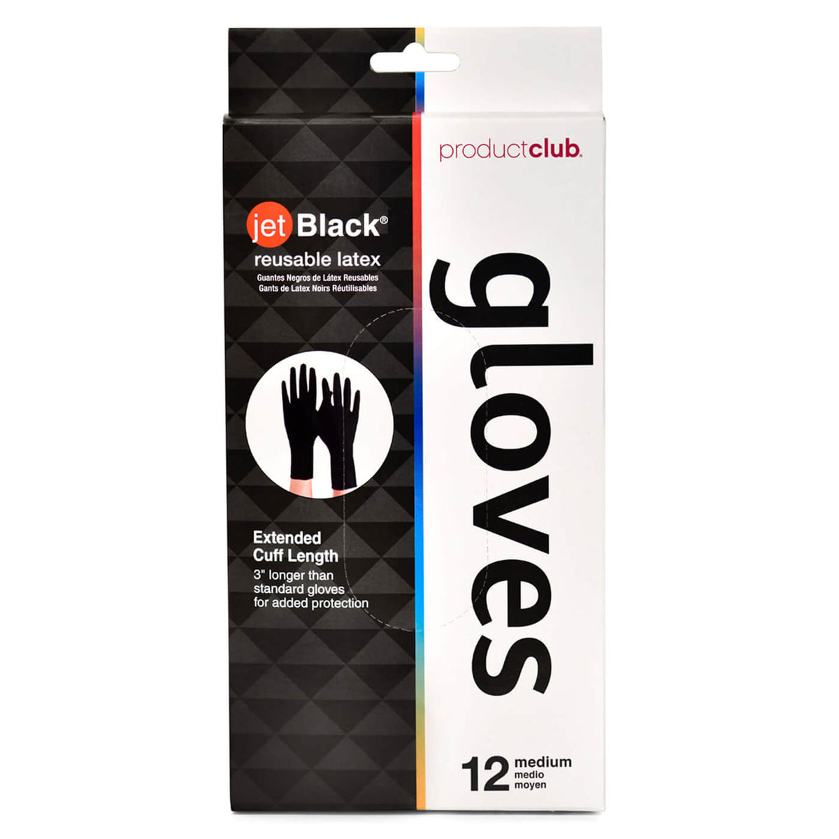 Product Club JetBlack Reusable Latex Gloves - Black (12pk)